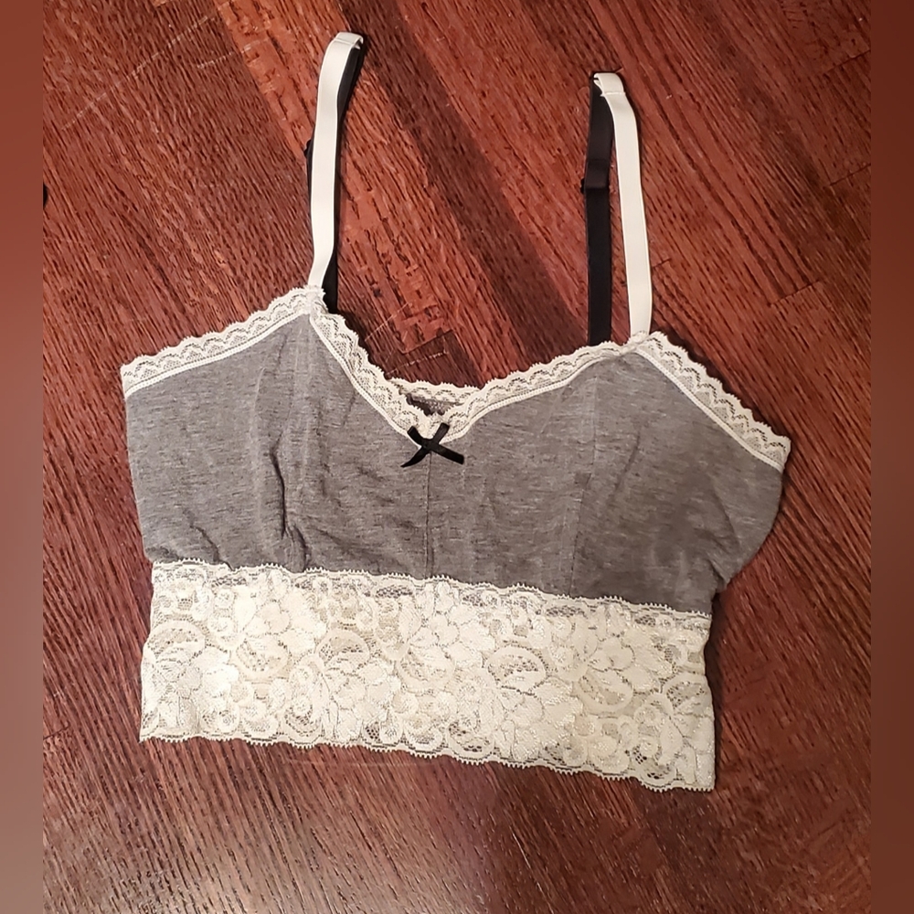 Like New Gray and Cream Lace Bralette